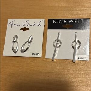 Nine West & Gloria Vanderbilt Silver Drop Earrings - Pair